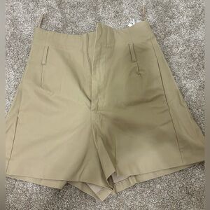 Zara Tan Flat Front high waisted Shorts Size XS